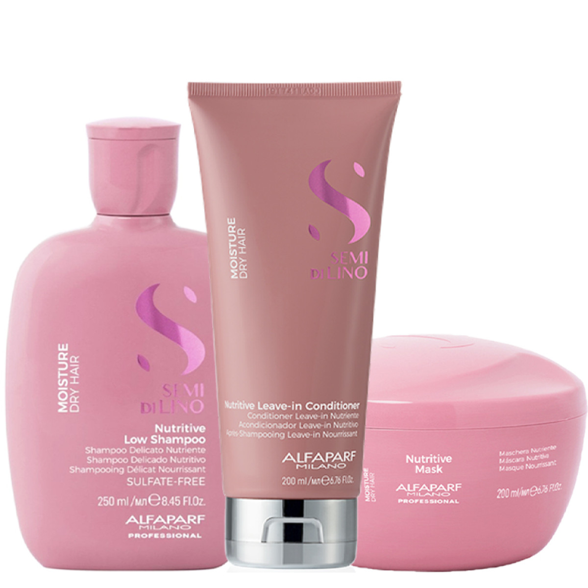 Подхранващи шампоан, маска и балсам ALFAPARF SEMI DI LINO MOISTURE