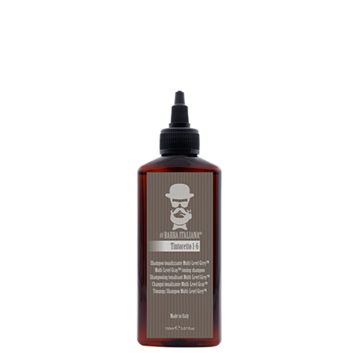 Тонизиращ шампоан за мъже Barba Italiana Tintoretto 1-6 Multi Level Gray Tonig Shampoo 150ml