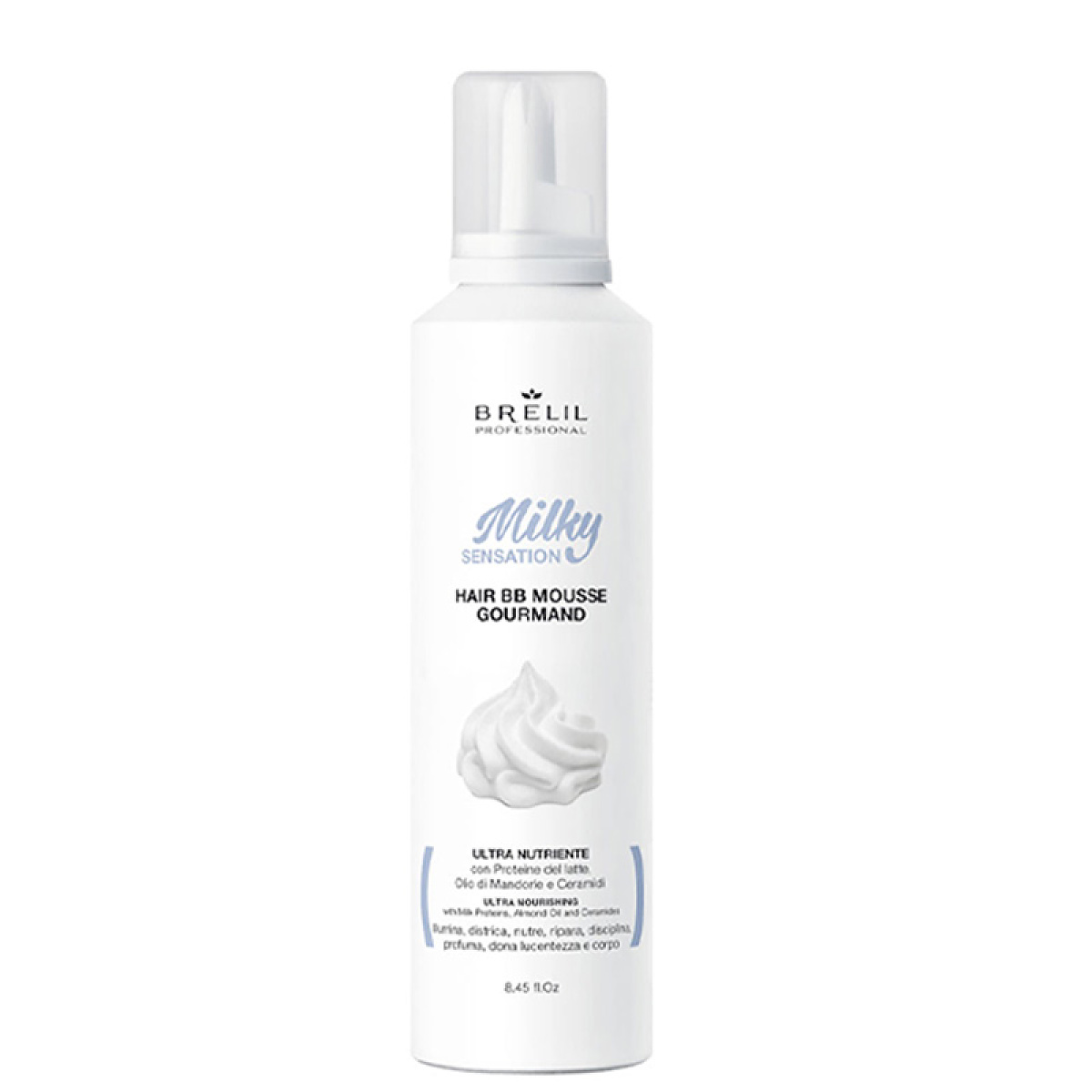 Подхранваща сметана с млечни протеини за блестяща и здрава коса Brelil Milky Sensation BB Mousse Gourmand 250ml Подхранваща сметана с млечни протеини за блестяща и здрава коса Brelil Milky Sensation BB Mousse Gourmand 250ml