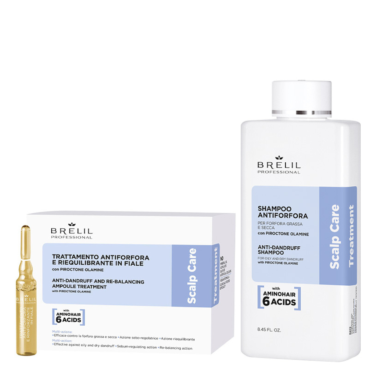 Комплект шампоан и ампули против пърхот Brelil Scalp Care Anti-Dandruff 250/10x7ml Комплект шампоан и ампули против пърхот Brelil Scalp Care Anti-Dandruff 250/10x7ml