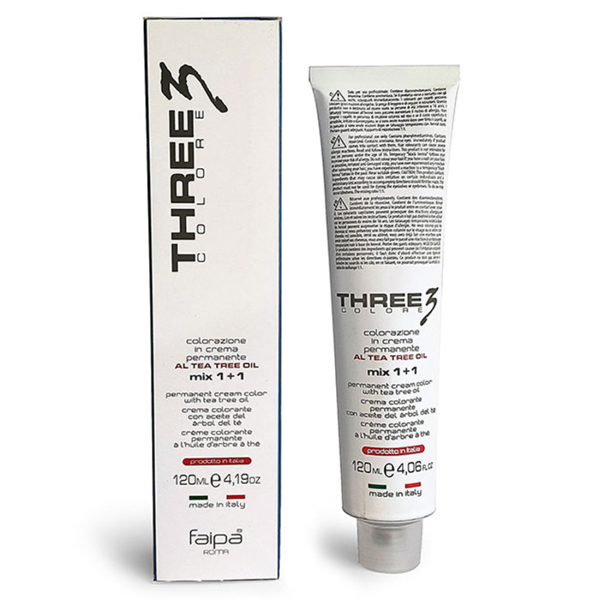 Трайна боя за коса с масло от чаено дърво Faipa Three3 Permanent Color Cream 120ml