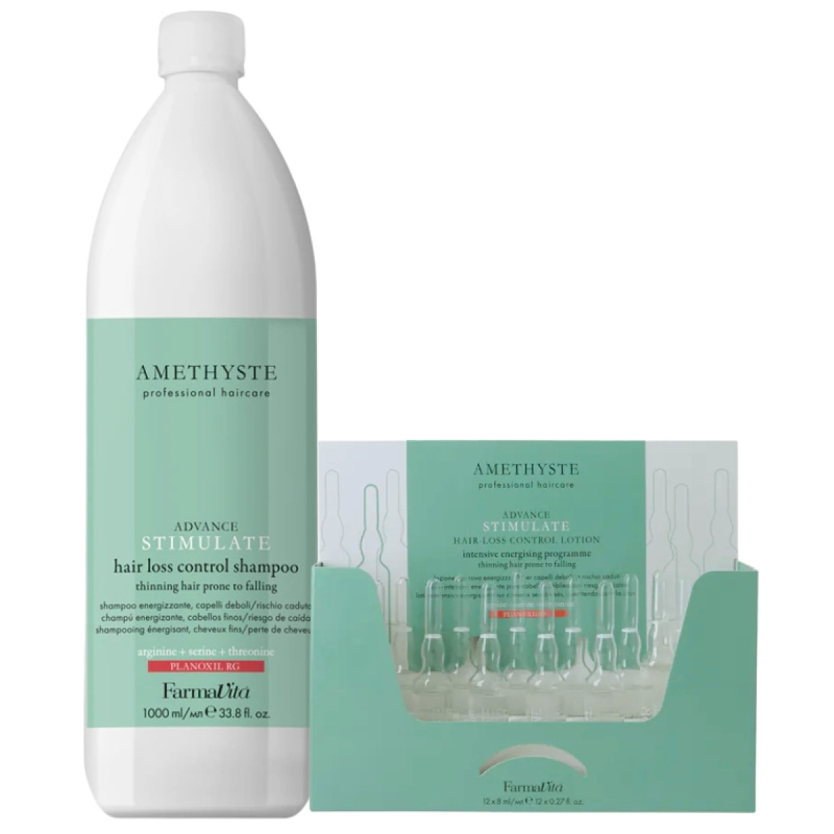 Енергизиращ комплект против косопад Farmavita Amethyste Scalp Advance Stimulate 1000ml/ 12x8ml Енергизиращ комплект против косопад Farmavita Amethyste Scalp Advance Stimulate 1000ml/ 12x8ml