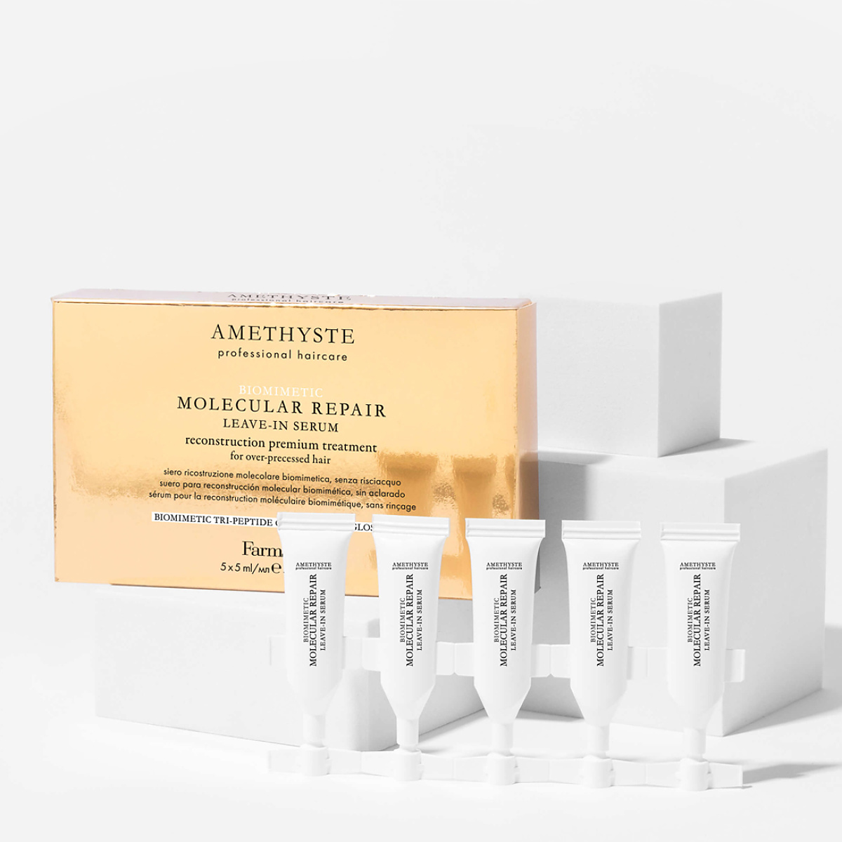 Реконструираща молекулярна терапия с пептиди Farmavita AMETHYSTE Biomimetic Molecular Repair Leave-in Serum 5x5ml Реконструираща молекулярна терапия с пептиди Farmavita AMETHYSTE Biomimetic Molecular Repair Leave-in Serum 5x5ml