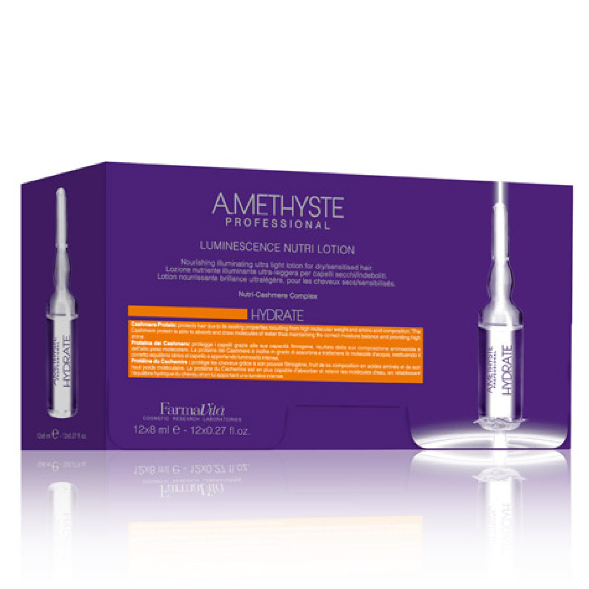 Хидратиращи ампули за суха и изтощена коса FarmaVita Amethyste Hydrate Lotion 12х8ml Хидратиращи ампули за суха и изтощена коса FarmaVita Amethyste Hydrate Lotion 12х8ml