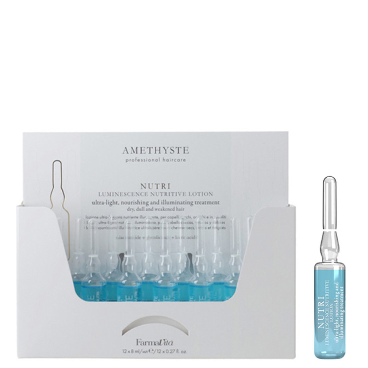 Подхранващa ампулa за блясък и мекота Farmavita Amethyste Nutri Luminescence Lotion 8ml - 1бр. Подхранващa ампулa за блясък и мекота Farmavita Amethyste Nutri Luminescence Lotion 8ml - 1бр.
