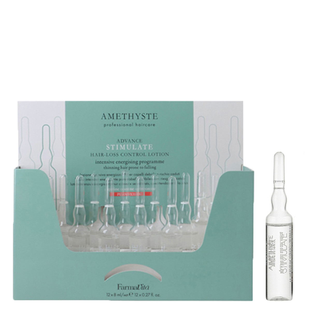 Интензивна енергизираща ампула против косопад Farmavita Amethyste Scalp Advance Stimulate Hair Loss Control Lotion 8ml - 1бр. Интензивна енергизираща ампула против косопад Farmavita Amethyste Scalp Advance Stimulate Hair Loss Control Lotion 8ml - 1бр.