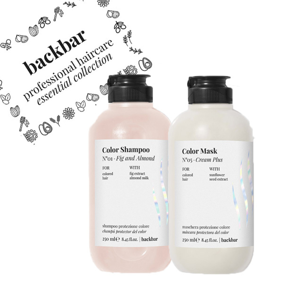 Комплект шампоан и маска за боядисана коса Farmavita Back Bar Color 2х250ml Комплект шампоан и маска за боядисана коса Farmavita Back Bar Color 2х250ml