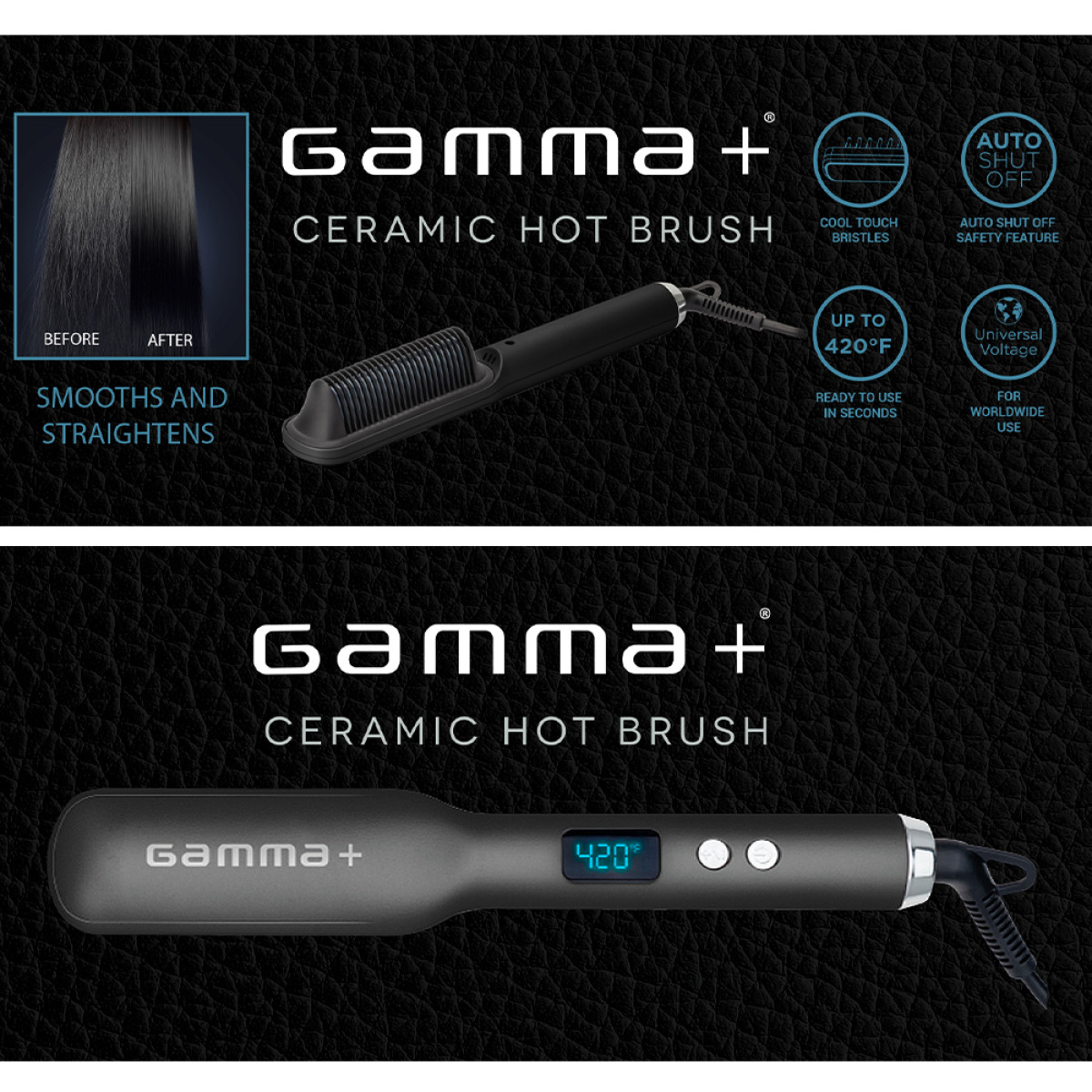 Керамична нагряваща четка GAMMA+ Ceramic Hot Brush Black