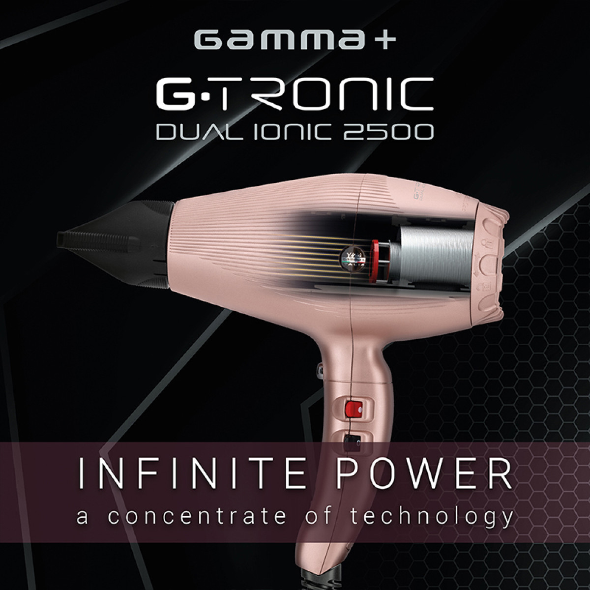 Сешоар Gamma+ G-Tronic Dual Ionic 2500 розово злато