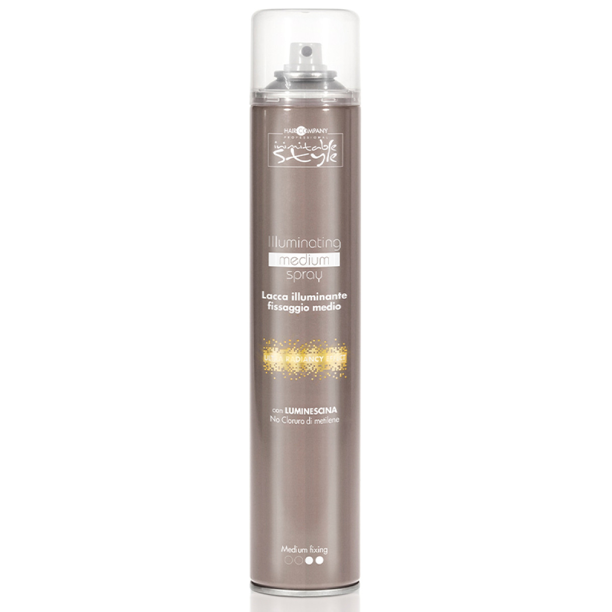 Лак със средна фиксация и блясък HAIR COMPANY Inimitable Style Illuminating Medium Spray 500ml 