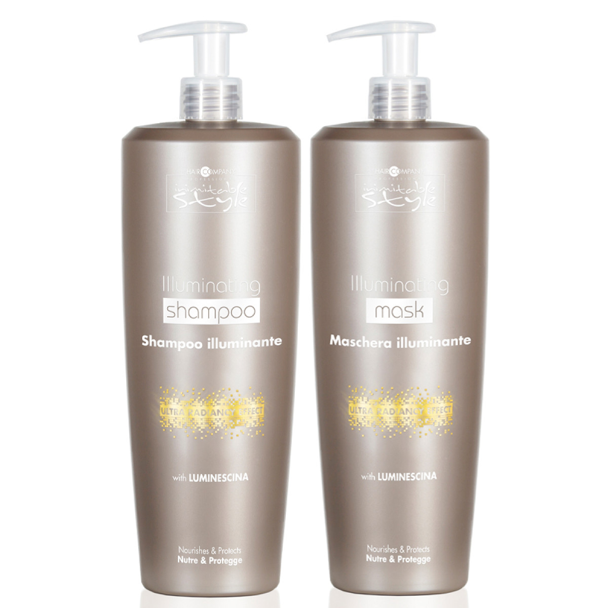 Подхранващ комплект за допълнителен блясък HAIR COMPANY Inimitable Care Illuminating 2x1000ml