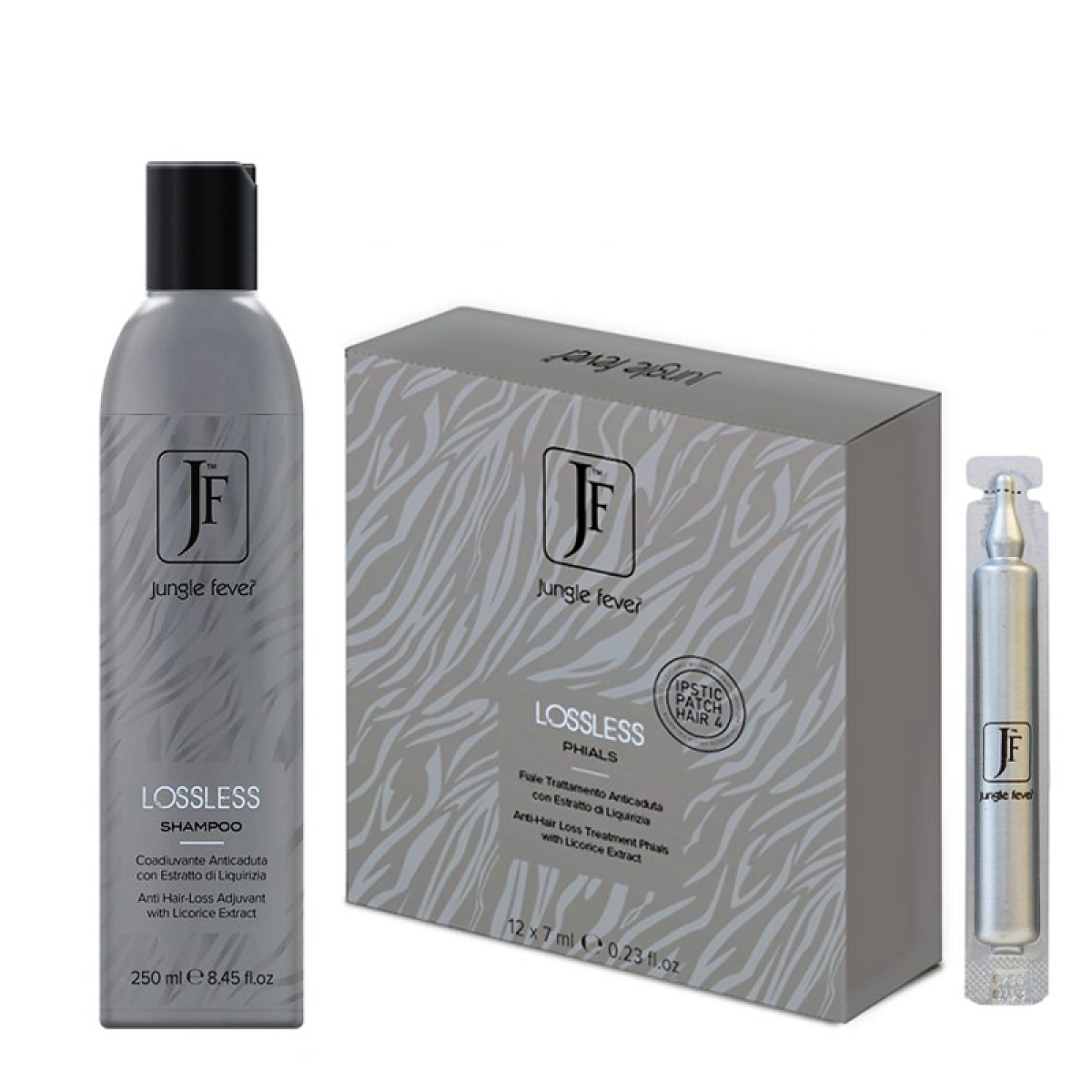 Комплект шампоан и ампули против косопад Jungle Fever Loss Less 250ml/12х7ml Комплект шампоан и ампули против косопад Jungle Fever Loss Less 250ml/12х7ml