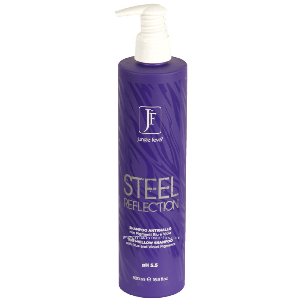 Шампоан за премахване на жълти тонове  Jungle Fever Steel Reflection No Yellow Shampoo 500ml