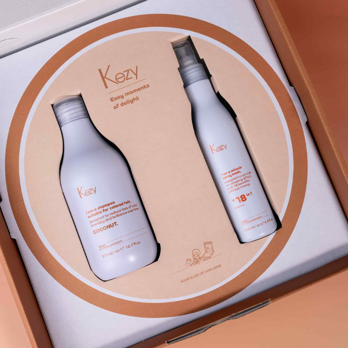 Възстановяващ комплект шампоан и спрей-маска Kezy Coconut 375/200ml