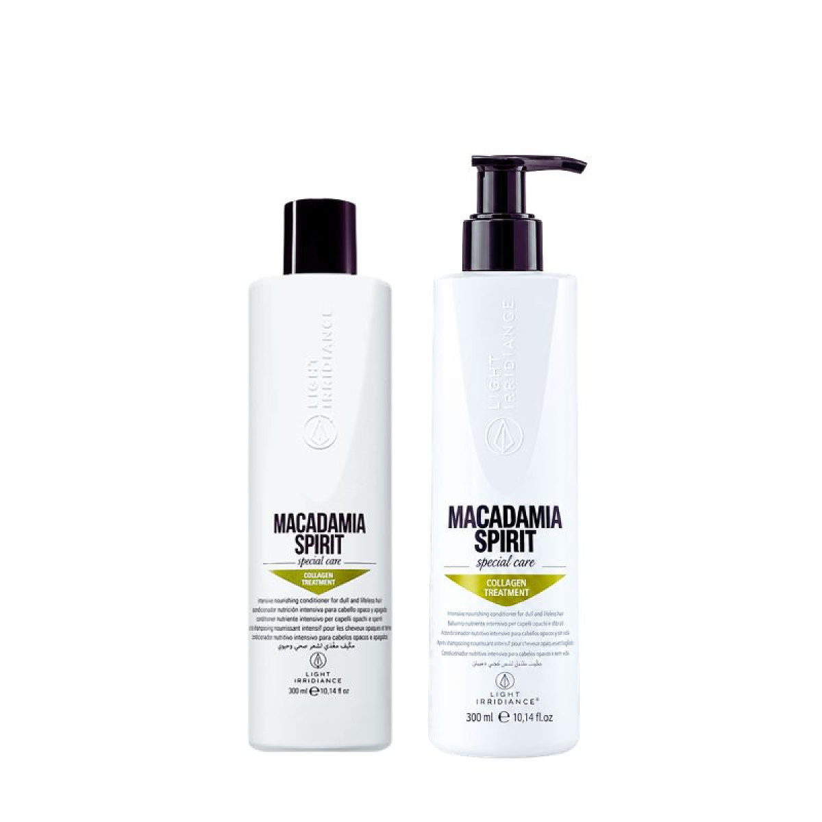Комплект шампоан и балсам с макадамия и колаген Light Irridiance Macadamia Spirit 300/500ml Комплект шампоан и балсам с макадамия и колаген Light Irridiance Macadamia Spirit 300/500ml