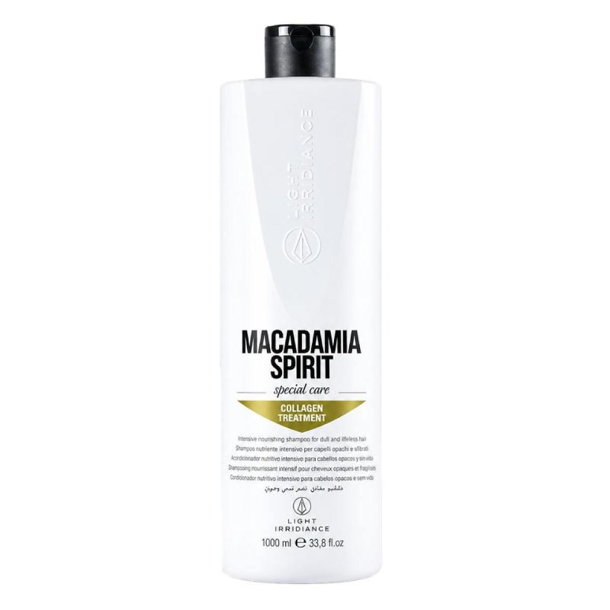 Подхранващ шампоан с макадамия и колаген Light Irridiance Macadamia Spirit Shampoo 1000ml Подхранващ шампоан с макадамия и колаген Light Irridiance Macadamia Spirit Shampoo 1000ml