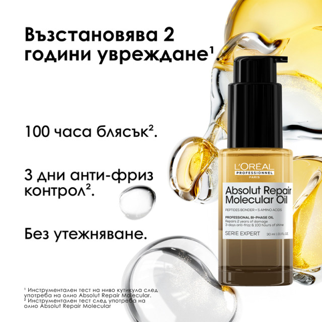 Двуфазно олио за блясък Loreal Absolut Repair Molecular Oil 30ml
