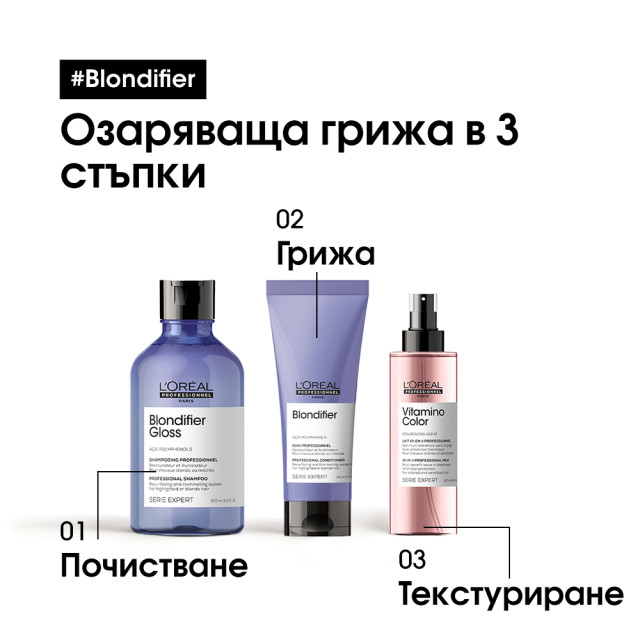 Изглаждащ и озаряващ балсам за руса коса Loreal Professionnel Blondifier Conditioner 200ml