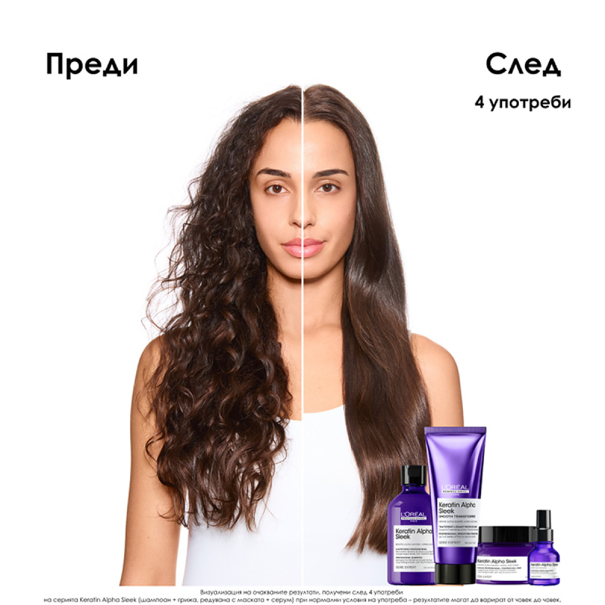 Изглаждащ серум за огледален блясък без изплакване Loreal Professionnel Keratin Alpha Sleek Serum 50ml