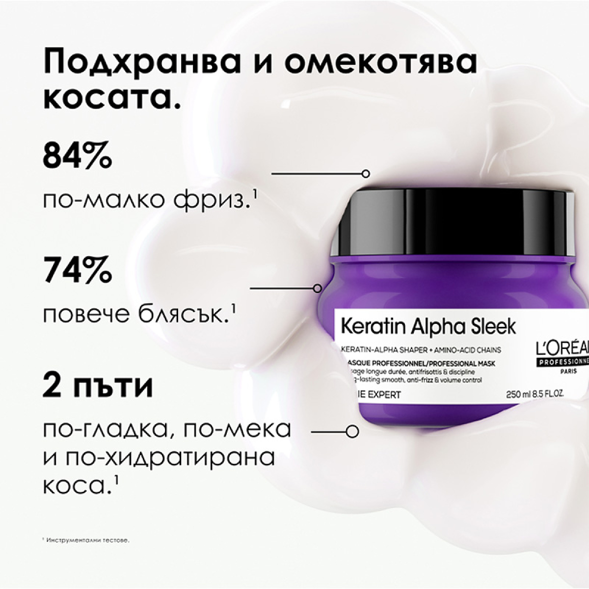Изглаждаща маска за коса Loreal Professionnel Keratin Alpha Sleek Mask 250ml