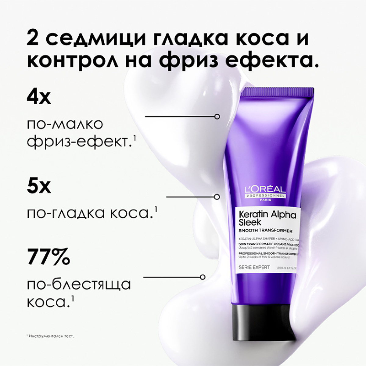 Грижа за интензивно изглаждане и контрол на косата Loreal Professionnel Keratin Alpha Sleek Smooth Transformer 200ml