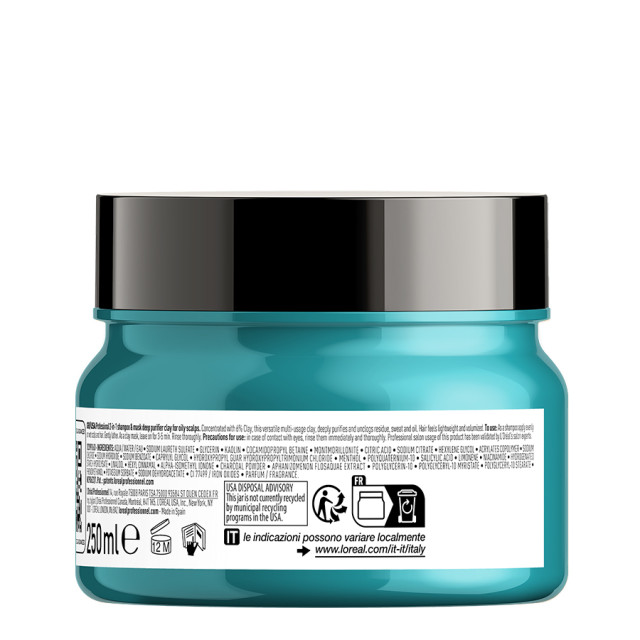 Грижа 2 в 1 шампоан и маска против омазняване Loreal Professionnel Scalp Advanced Anti-Oiliness 2 In 1 Deep Purifier Clay 250ml