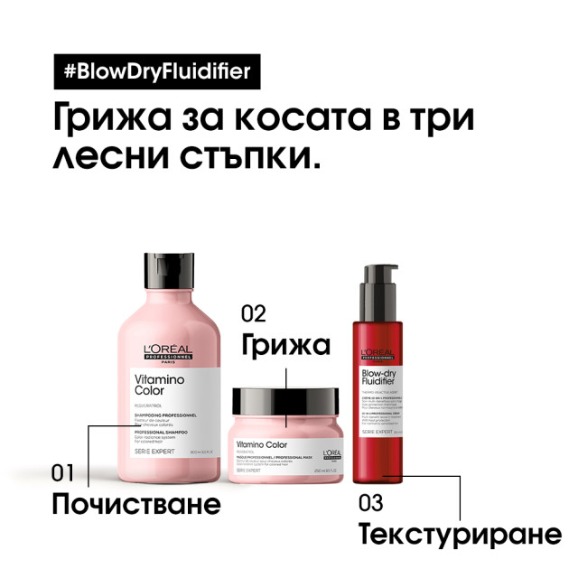 Мултифункфионален термозащитен крем за лесно изсушаване Loreal Professionnel Blow Dry Fluidifier Cream 150ml