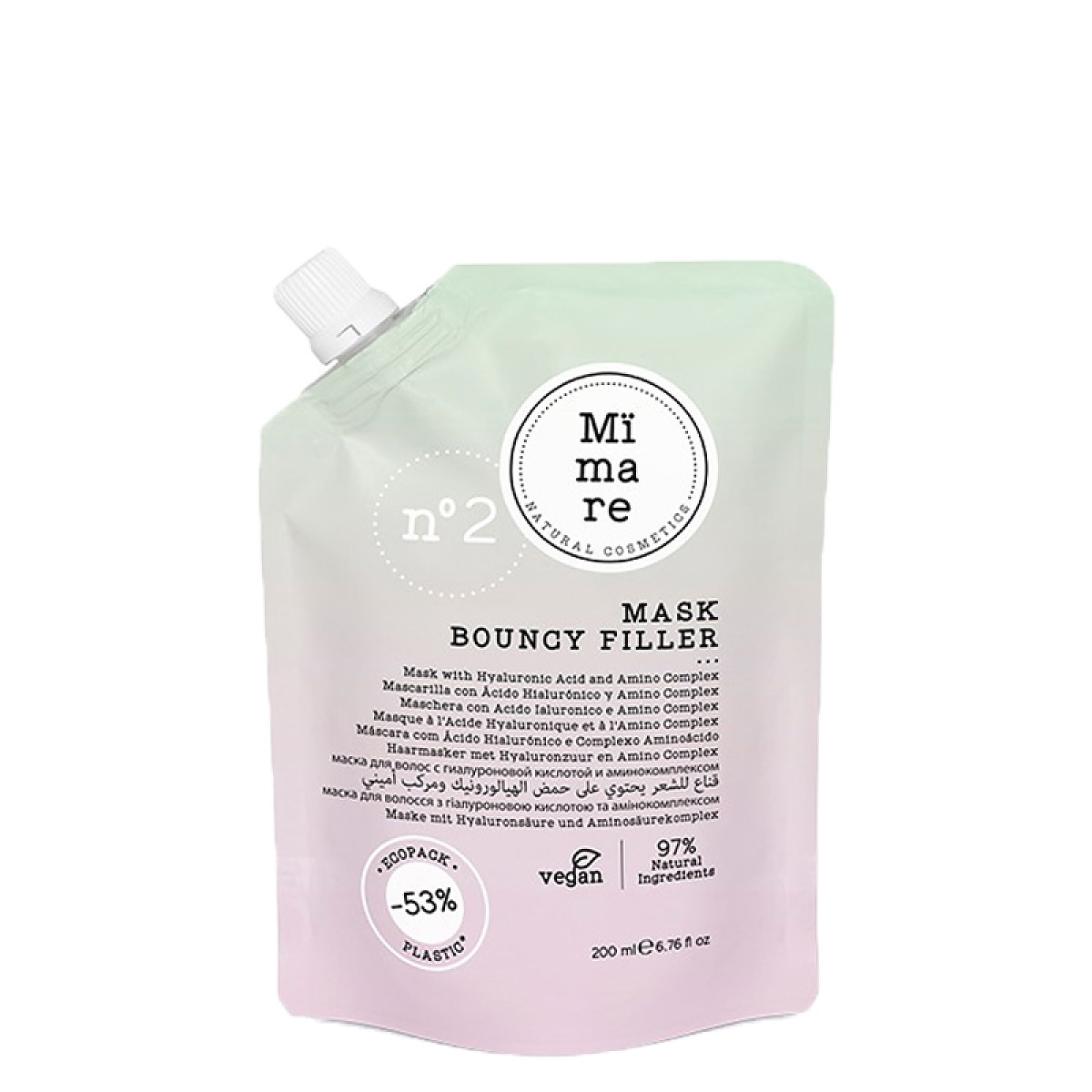 Уплътняваща маска с хиалуронова киселина за суха, увредена и фина коса Mimare Bouncy Filler Mask 200ml Уплътняваща маска с хиалуронова киселина за суха, увредена и фина коса Mimare Bouncy Filler Mask 200ml