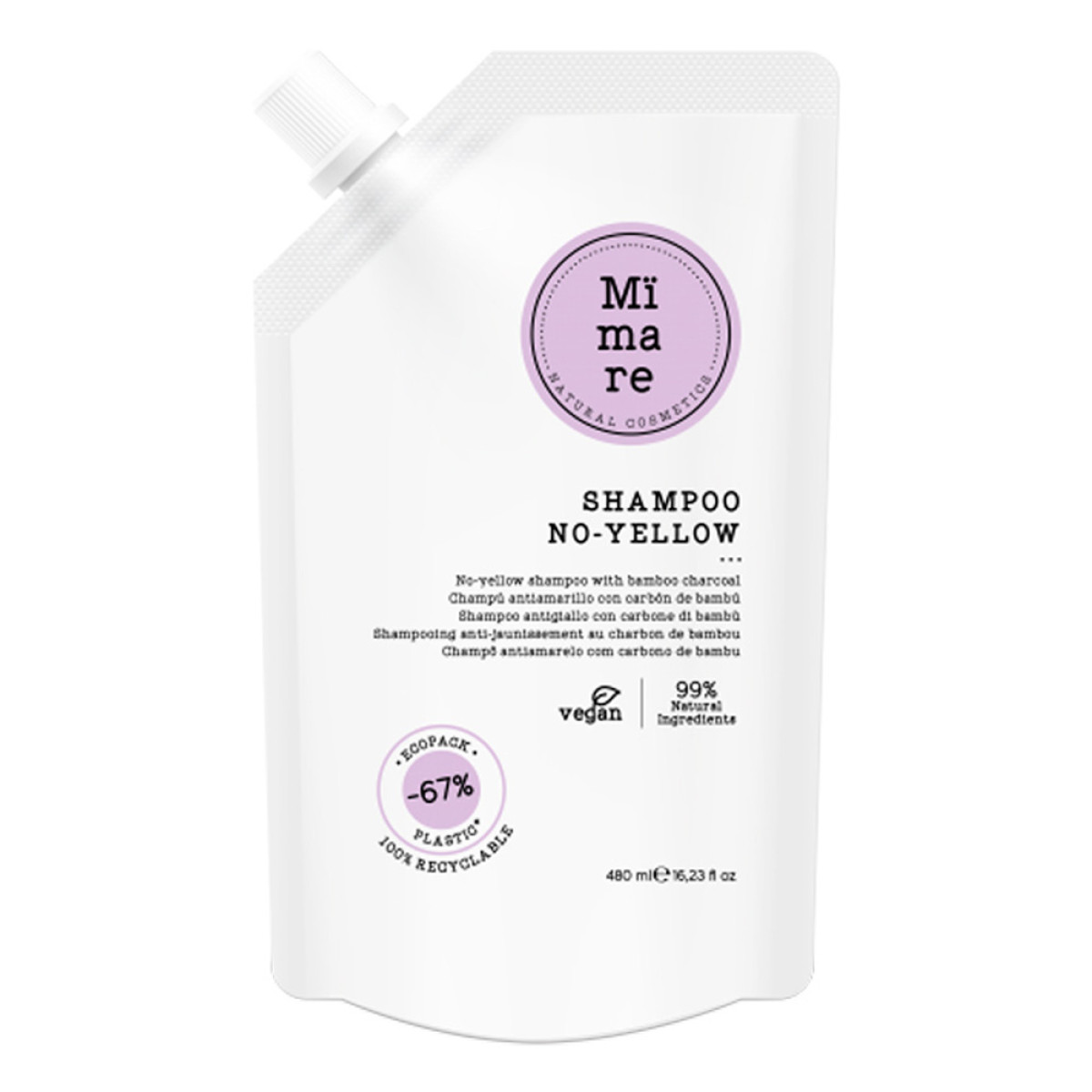 Анти-жълт шампоан с бамбуков въглен Mimare No-Yellow Shampoo 480ml