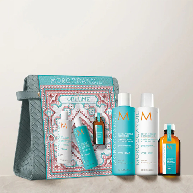 Комплект за обем на тънка коса Moroccanoil Extra Volume 2x250ml/50ml + подарък несесер