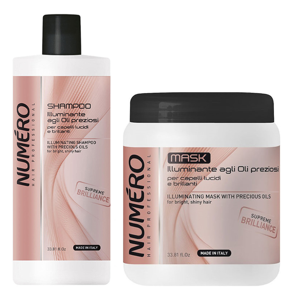 Озаряващ комплект шампоан и маска за блясък Brelil Numero Illuminating 2x1000ml Озаряващ комплект шампоан и маска за блясък Brelil Numero Illuminating 2x1000ml