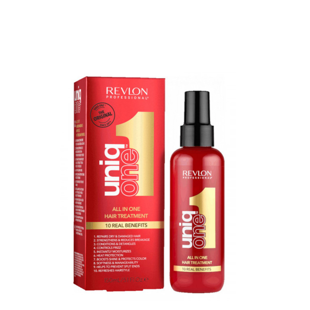 Мултифункционален подхранващ спрей 10 в 1 с класически аромат REVLON PROFESSIONAL Uniq ONE Hair Treatment Original 150ml Мултифункционален подхранващ спрей 10 в 1 с класически аромат REVLON PROFESSIONAL Uniq ONE Hair Treatment Original 150ml