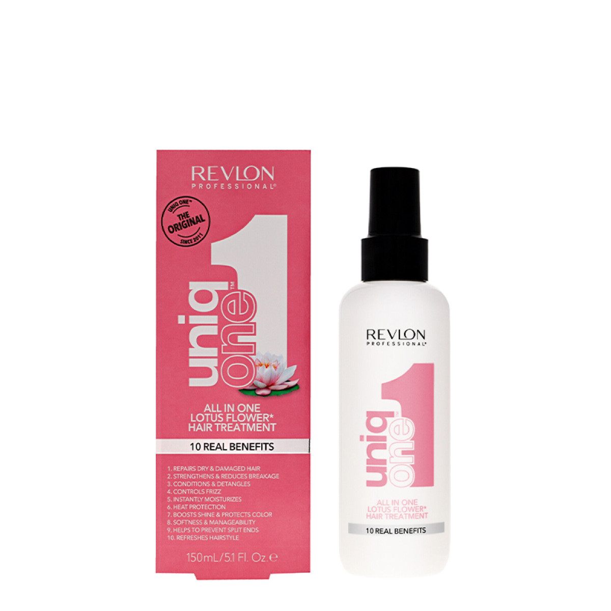 Мултифункционален подхранващ спрей 10 в 1 с аромат на лотус REVLON PROFESSIONAL Uniq ONE Hair Treatment Lotus Flower 150ml Мултифункционален подхранващ спрей 10 в 1 с аромат на лотус REVLON PROFESSIONAL Uniq ONE Hair Treatment Lotus Flower 150ml