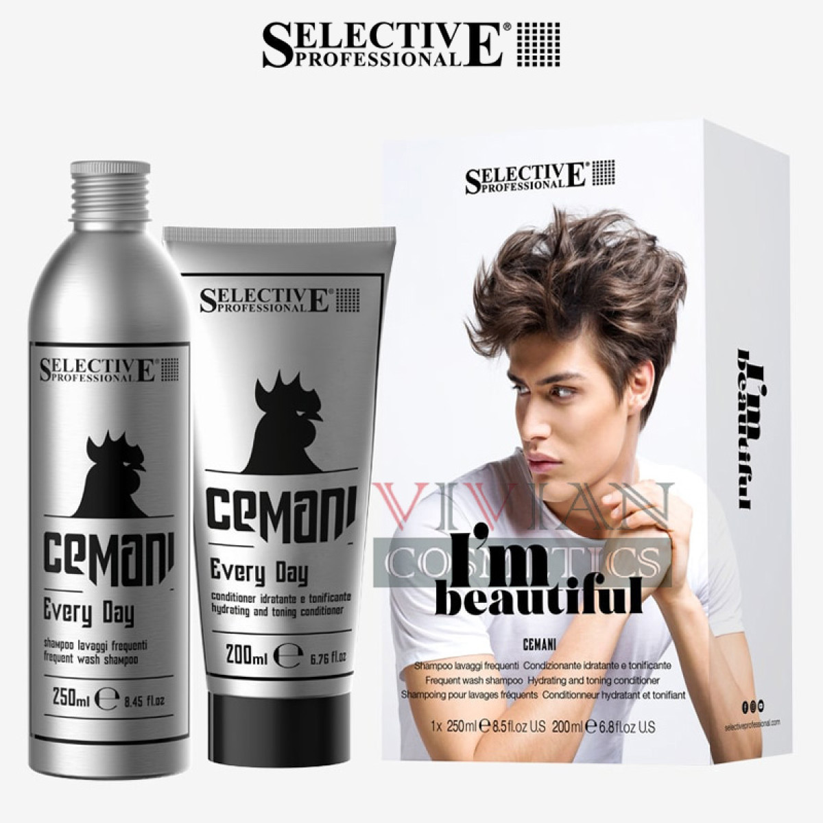 Хидратиращ комплект шампоан и балсам за мъже Selective Professional Cemani Every Day 250/200 мл Хидратиращ комплект шампоан и балсам за мъже Selective Professional Cemani Every Day 250/200 мл