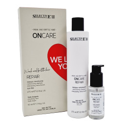 Възстановяващ комплект шампоан и флуид за увредена и накъсана коса Selective ONcare We Love You Repair