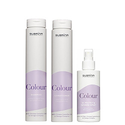 Комплект шампоан, балсам и UV спрей за боядисана коса Subrina Professional Colour Комплект шампоан, балсам и UV спрей за боядисана коса Subrina Professional Colour
