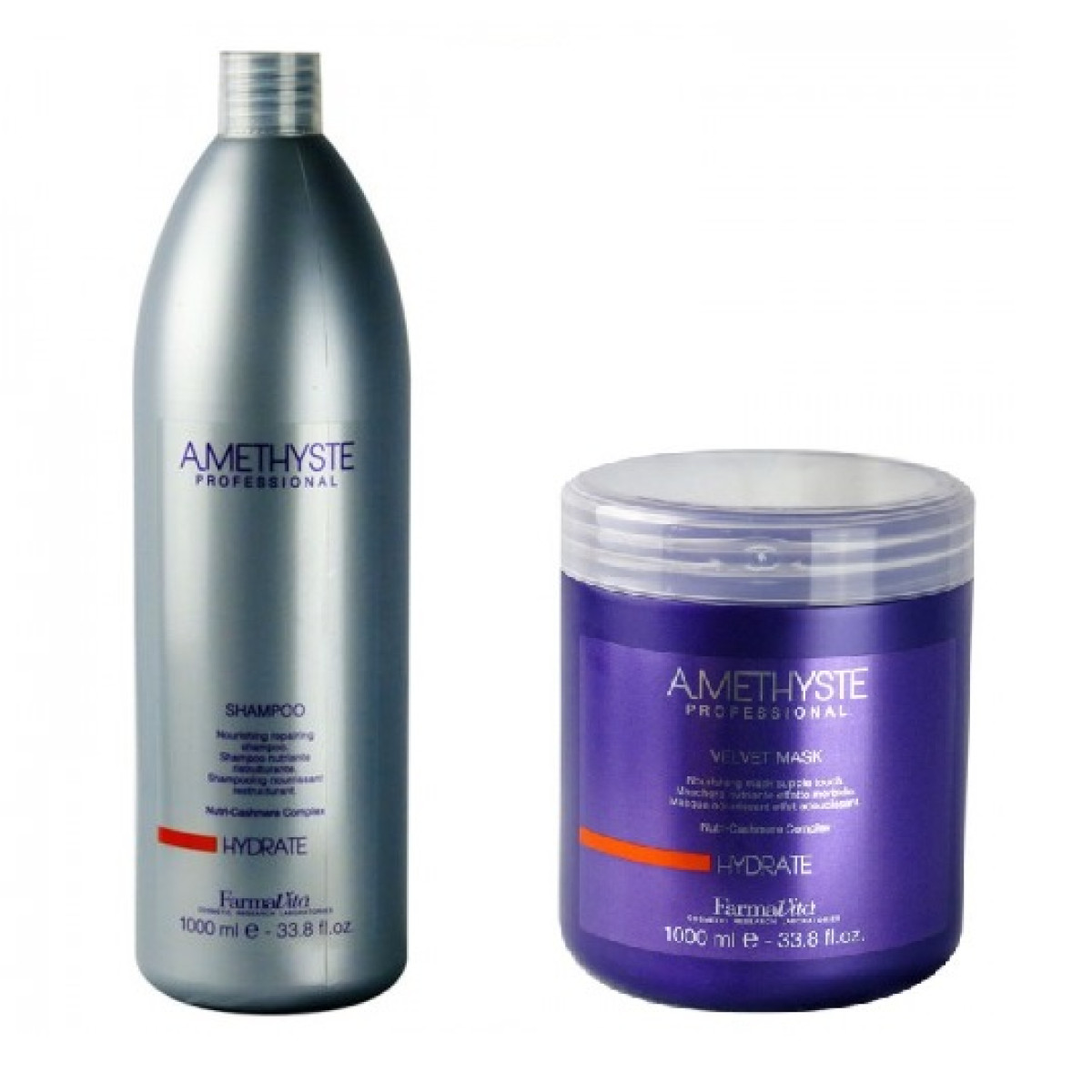 Комплект маска и шампоан за суха и изтощена коса FarmaVita Amethyste Hydrate 2х1000ml Комплект маска и шампоан за суха и изтощена коса FarmaVita Amethyste Hydrate 2х1000ml